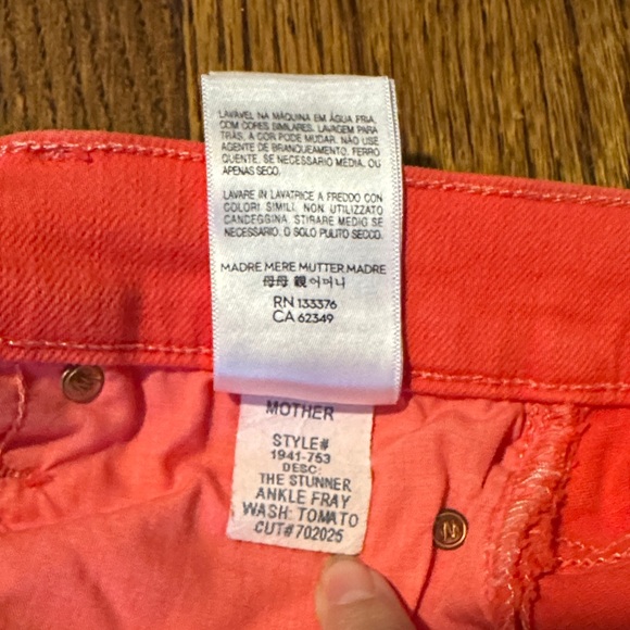 MOTHER The Stunner Ankle Fray Play Date Tomato Size 26 🍅 - Picture 11 of 11